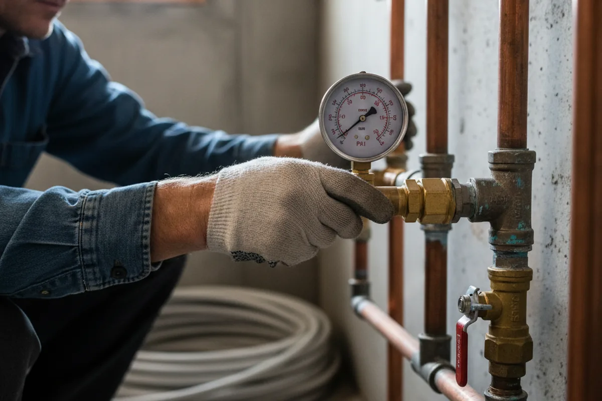 Pressure testing a repaired line during Water Line Repair in Stockwell